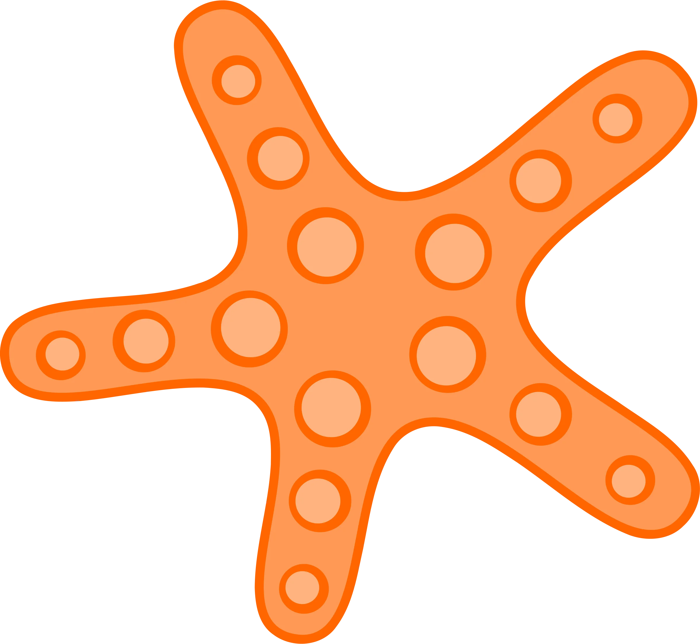 Cheerful Orange Starfish Clipart Design with Playful Circular Texture