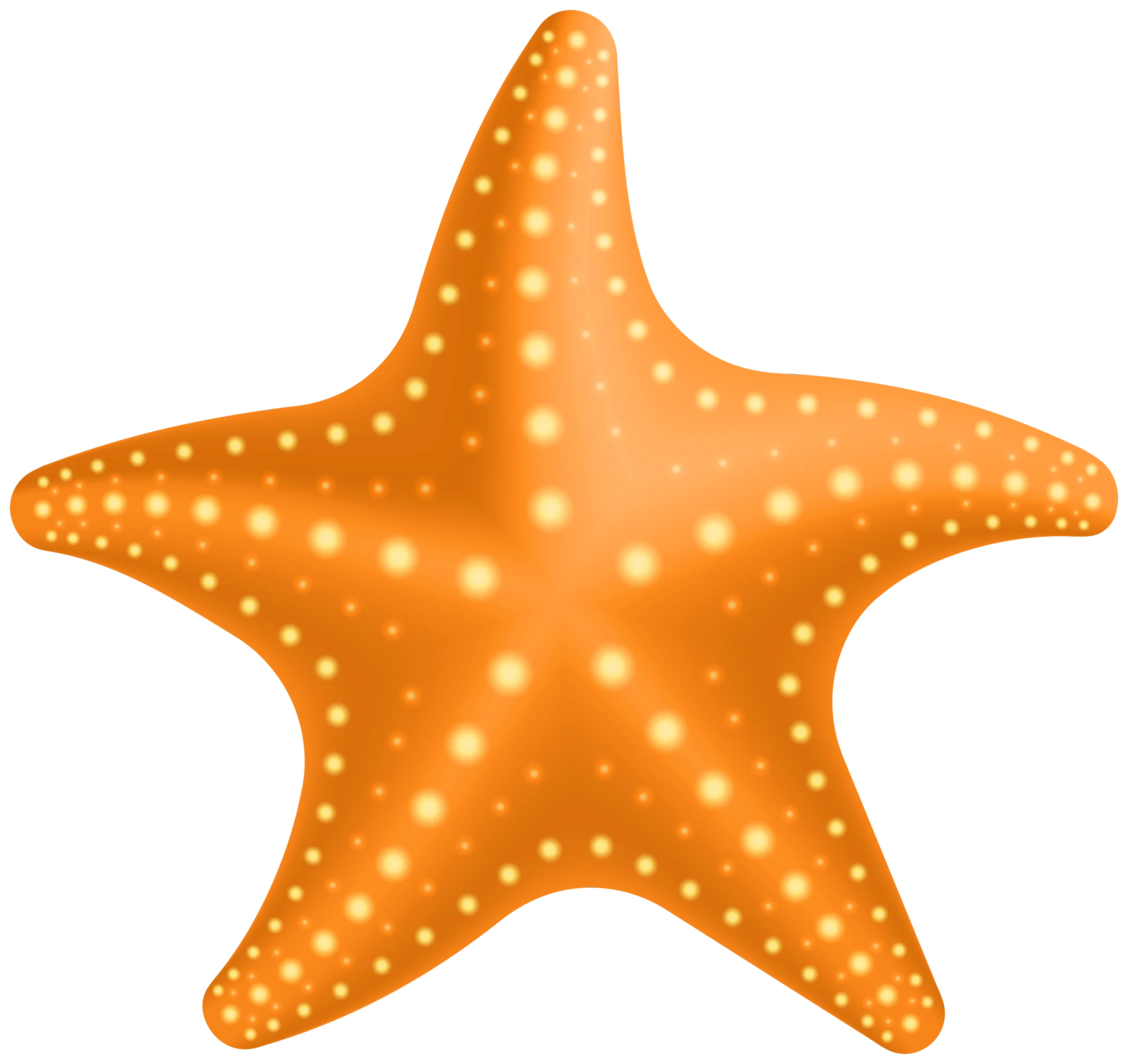 Cheerful Orange Starfish Clipart with Dotted Texture and Radiant Symmetry