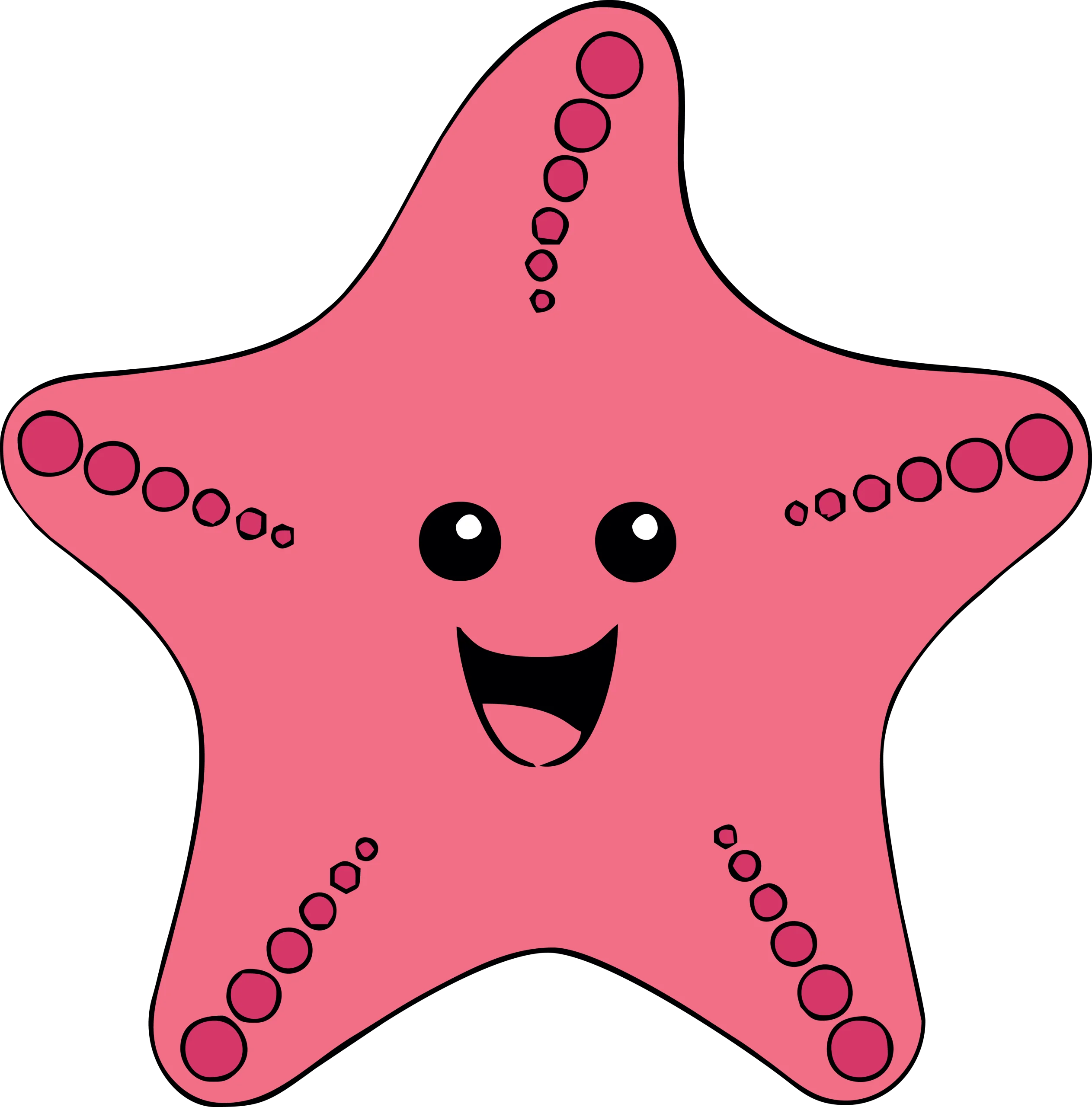 Cheerful Pink Starfish Clipart with Adorable Cartoon Expression and Dotted Texture