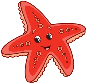 Cheerful Red Starfish Clipart Illustration with Adorable Cartoon Expression