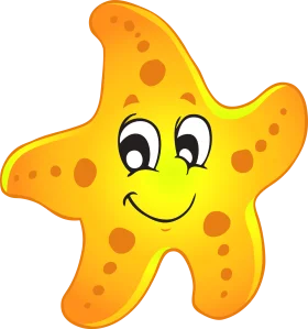 Cheerful Yellow Starfish Clipart Illustration with Adorable Cartoon Expression