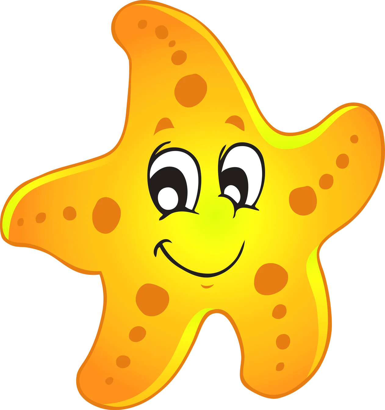 Cheerful Yellow Starfish Clipart Illustration with Adorable Cartoon Expression