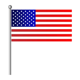 Classic American Flag Clipart - Symbolic Patriotic Design on Metallic Pole