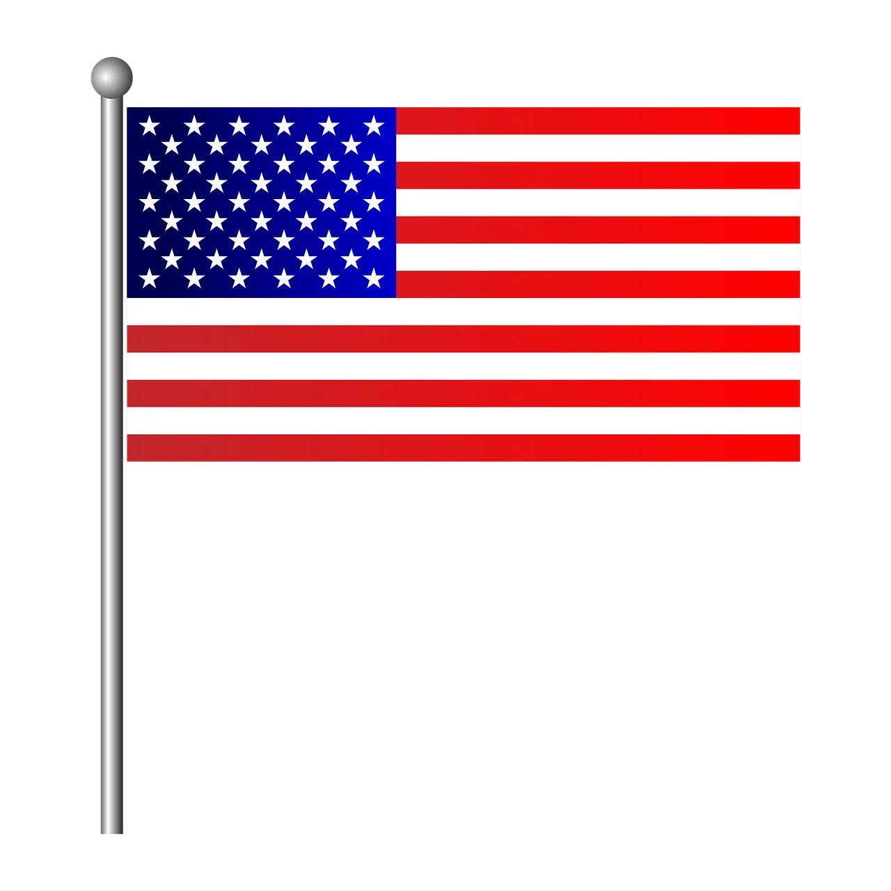Classic American Flag Clipart - Symbolic Patriotic Design on Metallic Pole