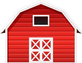 Classic Red Barn Clipart with Gambrel Roof and Traditional White Cross Doors