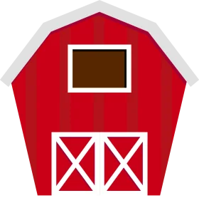 Classic Red Countryside Barn Clipart with Traditional White Trim Design