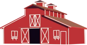 Classic Red Rural Barn Architectural Illustration Clipart Design