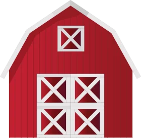 Classic Red Rural Farmhouse Barn Clipart Illustration with White Trim