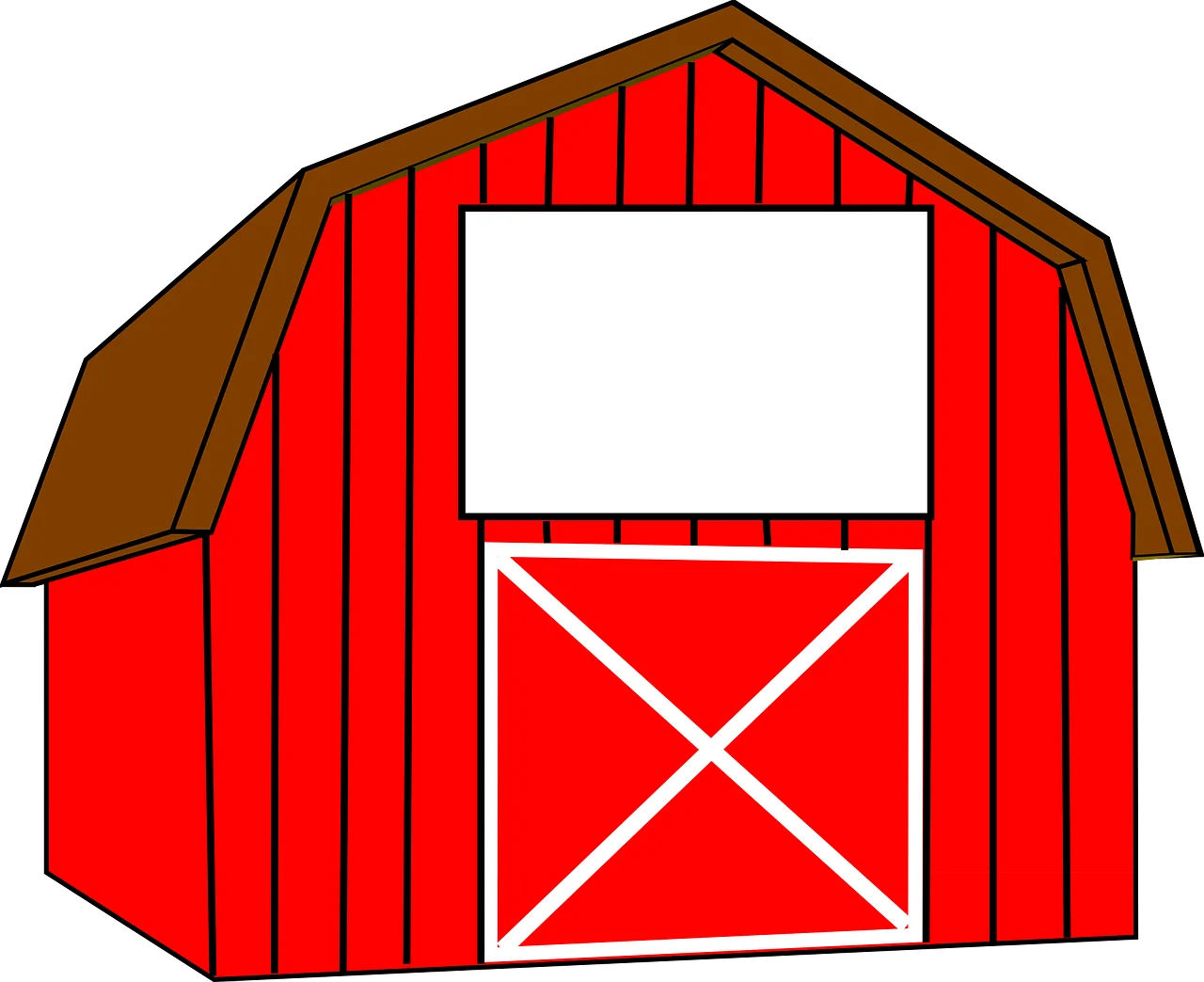 Classic Red Rural Wooden Barn Clipart - Traditional Farm Structure Illustration