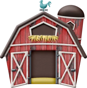 Classic Red Rustic Farm Barn Clipart with Weather Vane and Hay Loft Design