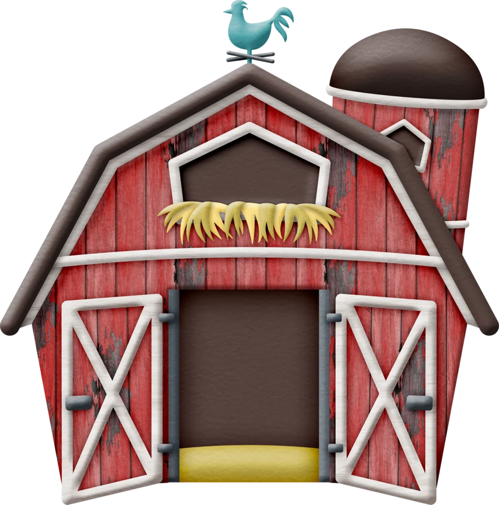 Classic Red Rustic Farm Barn Clipart with Weather Vane and Hay Loft Design
