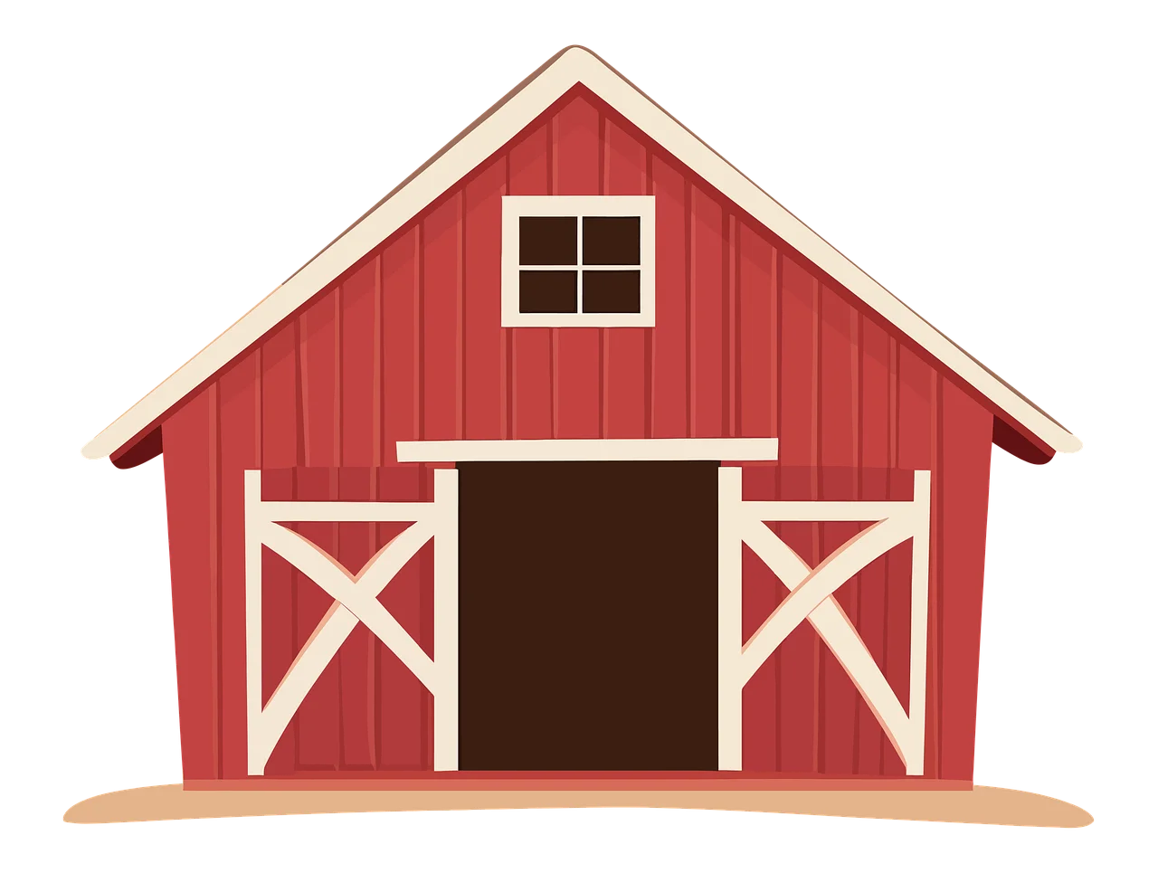 Classic Red Wooden Farm Barn Clipart - Rustic Rural Architectural Illustration