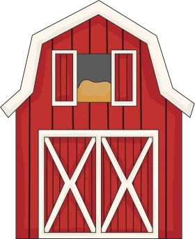 Classic Red Wooden Farm Barn Clipart with Iconic Gambrel Roof Design