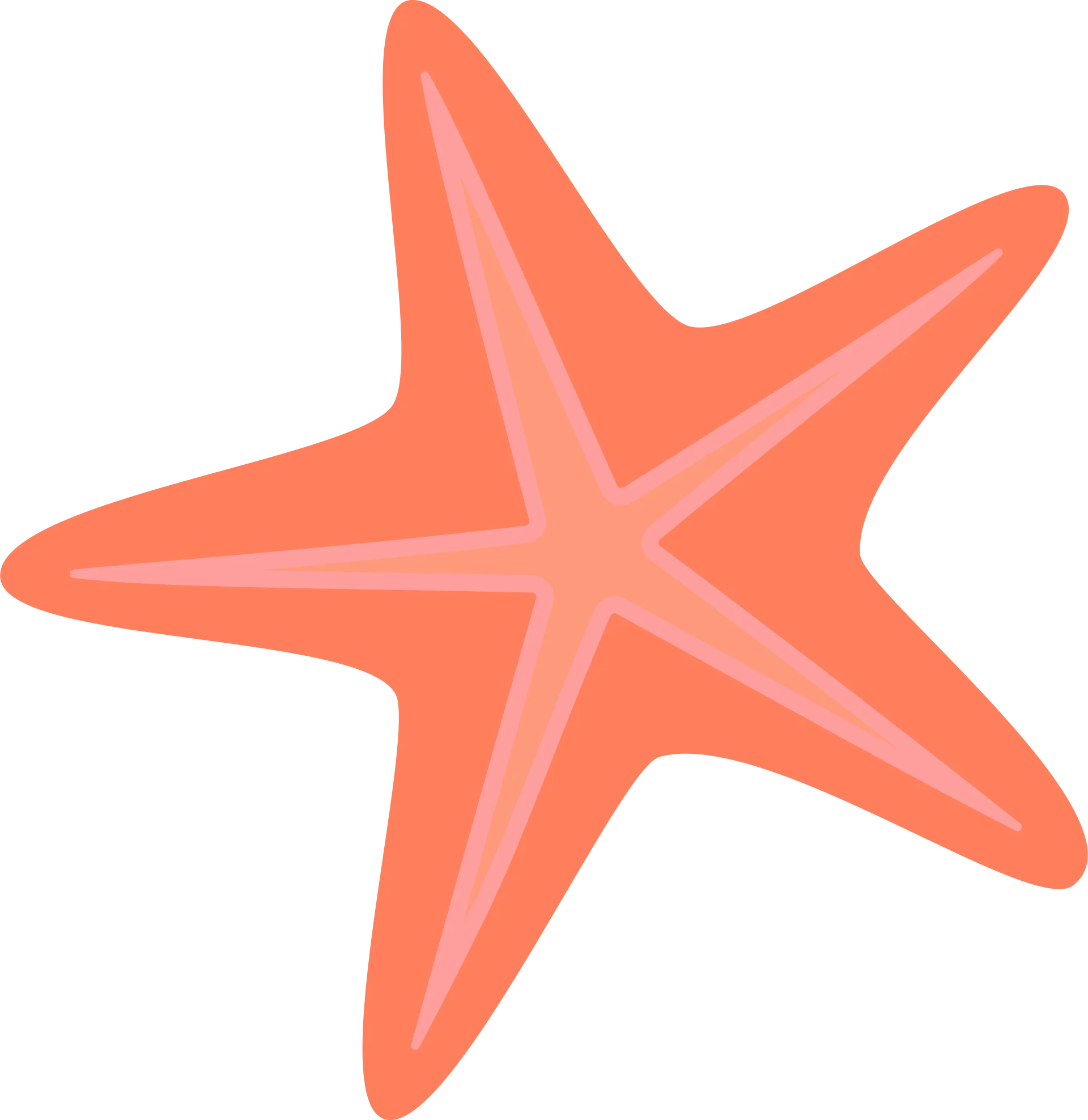 Coral Salmon Starfish Clipart: A Smooth Oceanic Design Element for Digital Projects