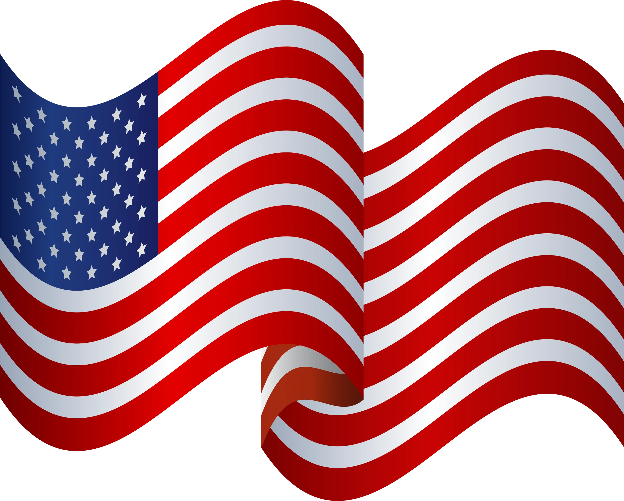 Dynamic Waving United States Flag Patriotic Clipart Graphic Design Element