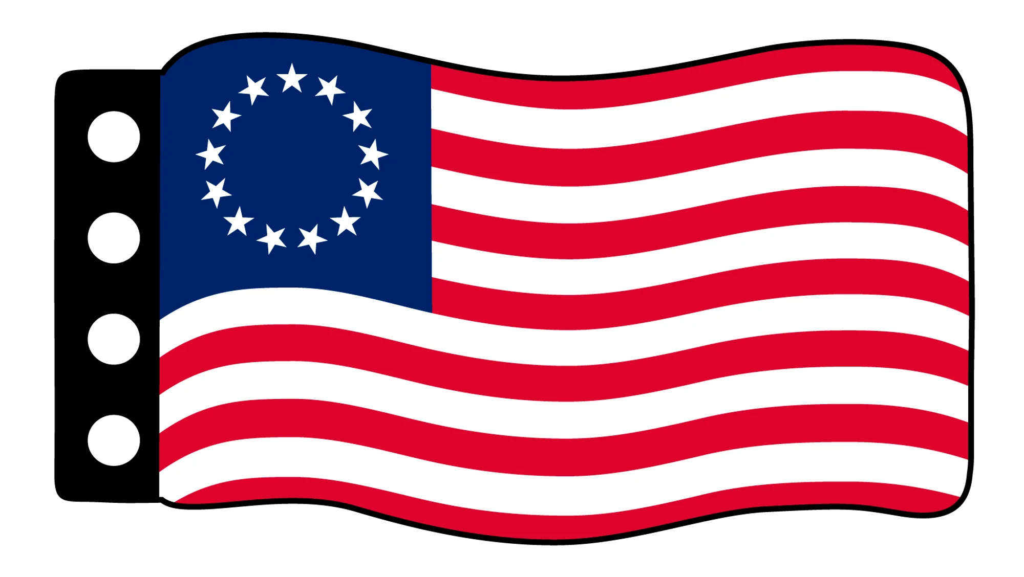 Historical Betsy Ross American Flag Clipart Design with Distinctive Star Pattern