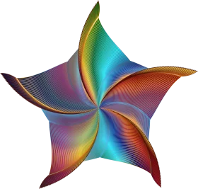 Kaleidoscopic Starfish Clipart: Abstract Swirling Rainbow Spiral Design