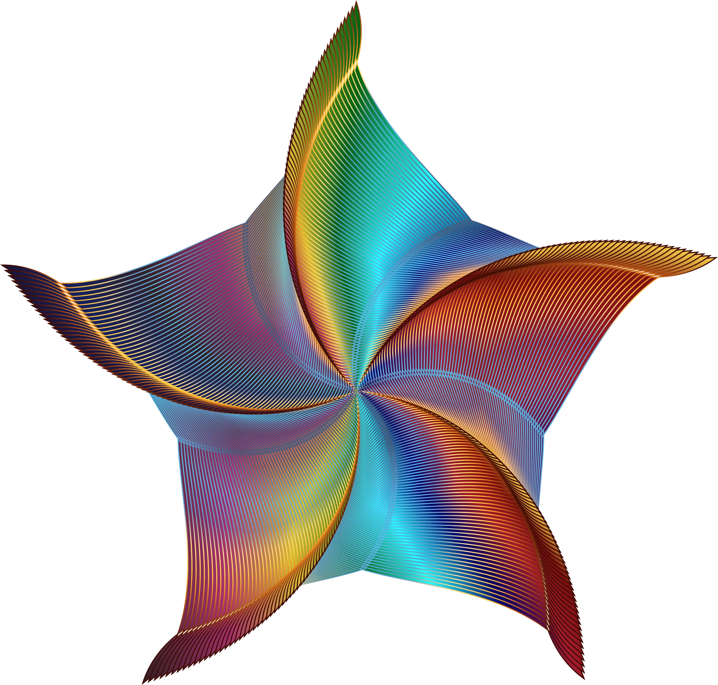 Kaleidoscopic Starfish Clipart: Abstract Swirling Rainbow Spiral Design