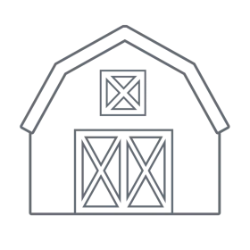 Minimalist Rural Barn Architectural Outline Clipart Design with Gambrel Roof