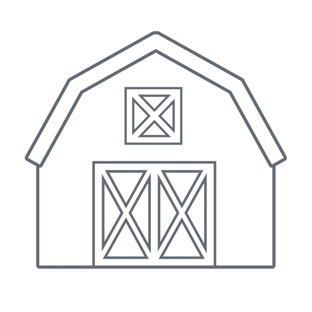 Minimalist Rural Barn Architectural Outline Clipart Design with Gambrel Roof