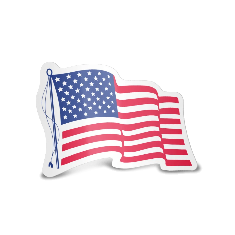 Patriotic American Flag Waving Sticker Clipart Design with Classic Colors