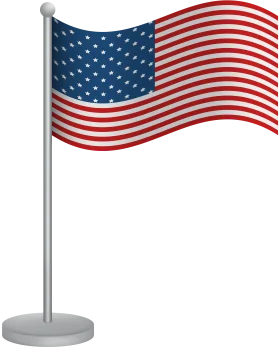 Patriotic United States Flag Clipart Standing Proudly on Metallic Base