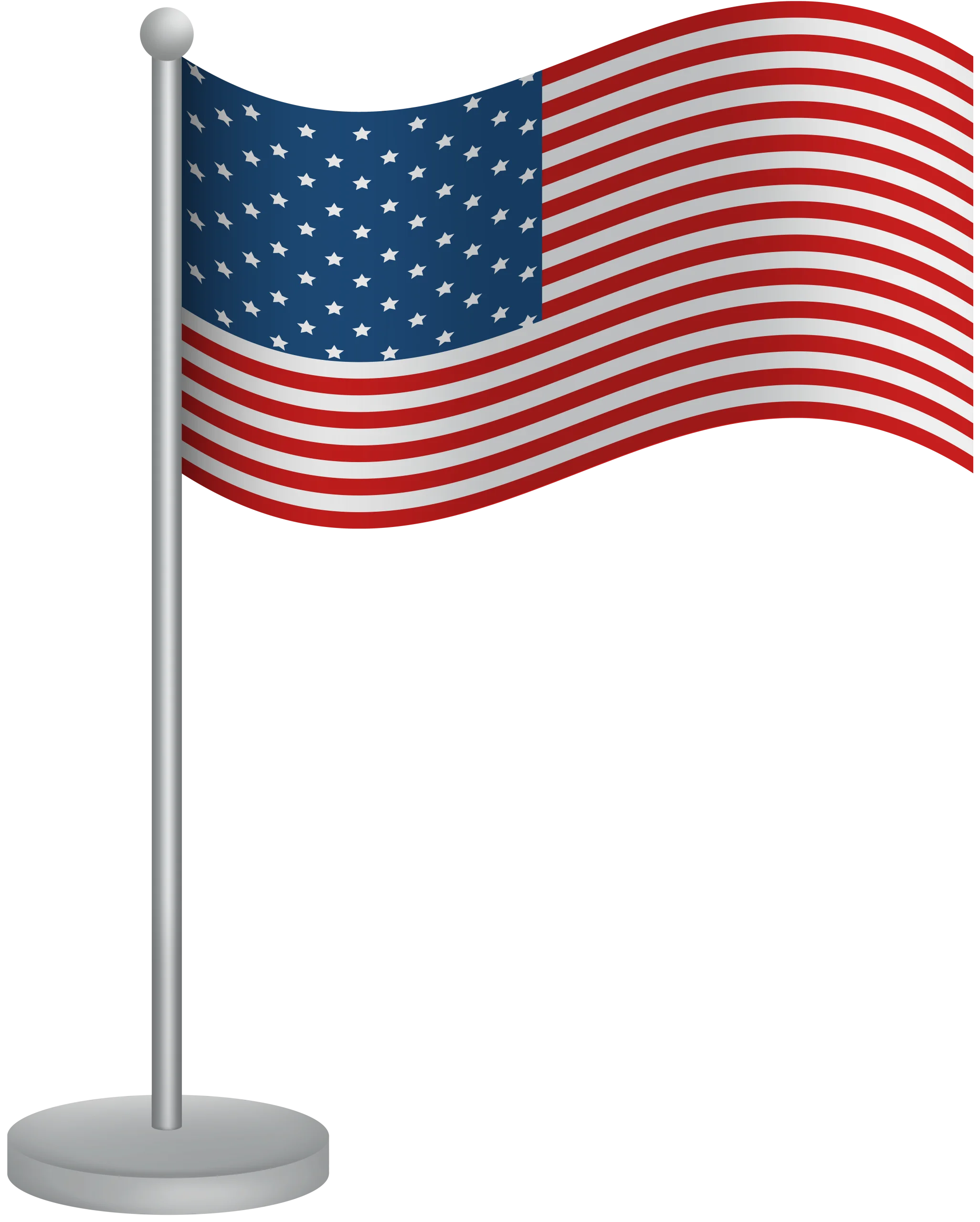 Patriotic United States Flag Clipart Standing Proudly on Metallic Base