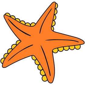 Playful Orange Starfish Clipart with Textured Edges and Adorable Design