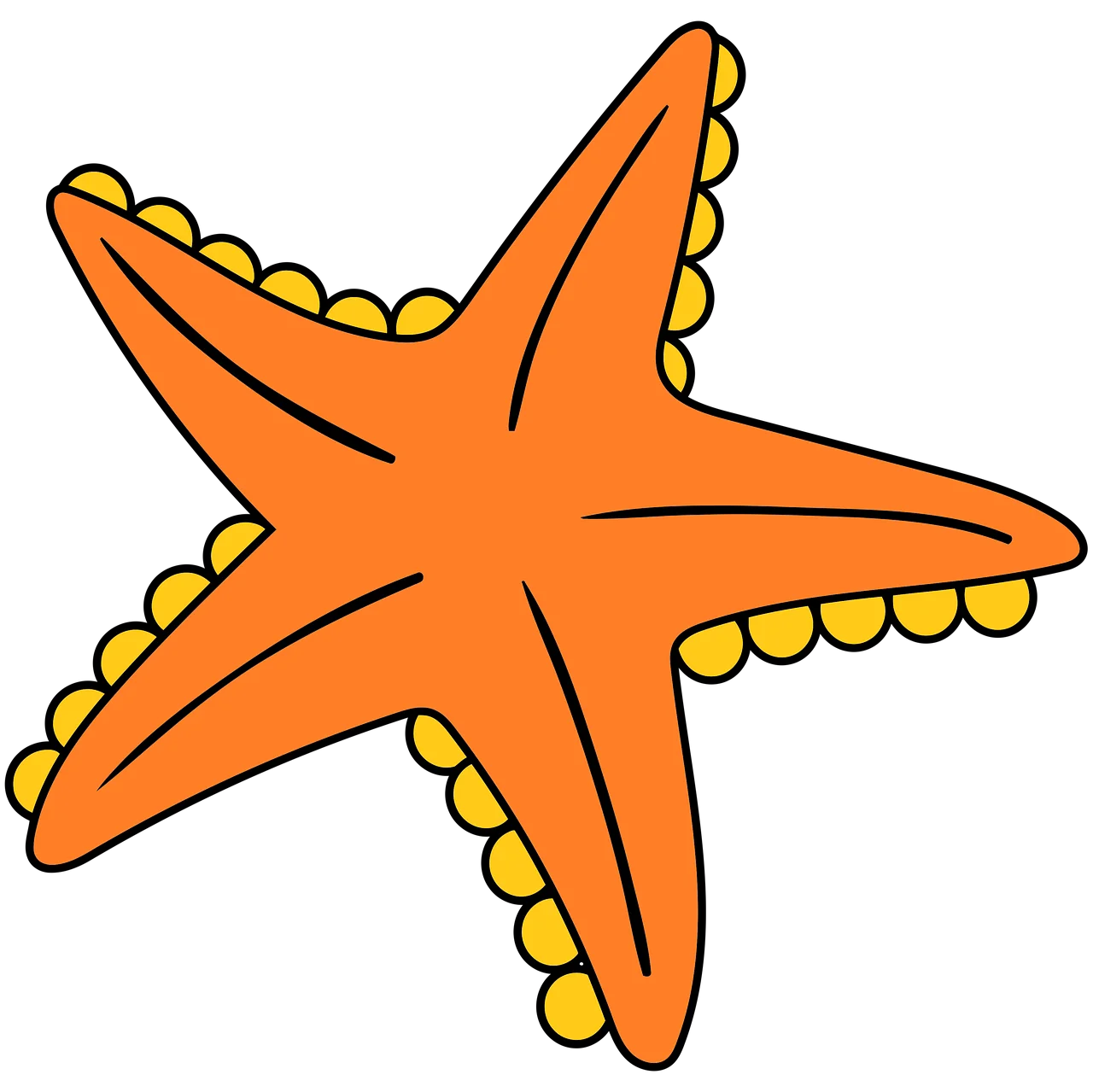 Playful Orange Starfish Clipart with Textured Edges and Adorable Design