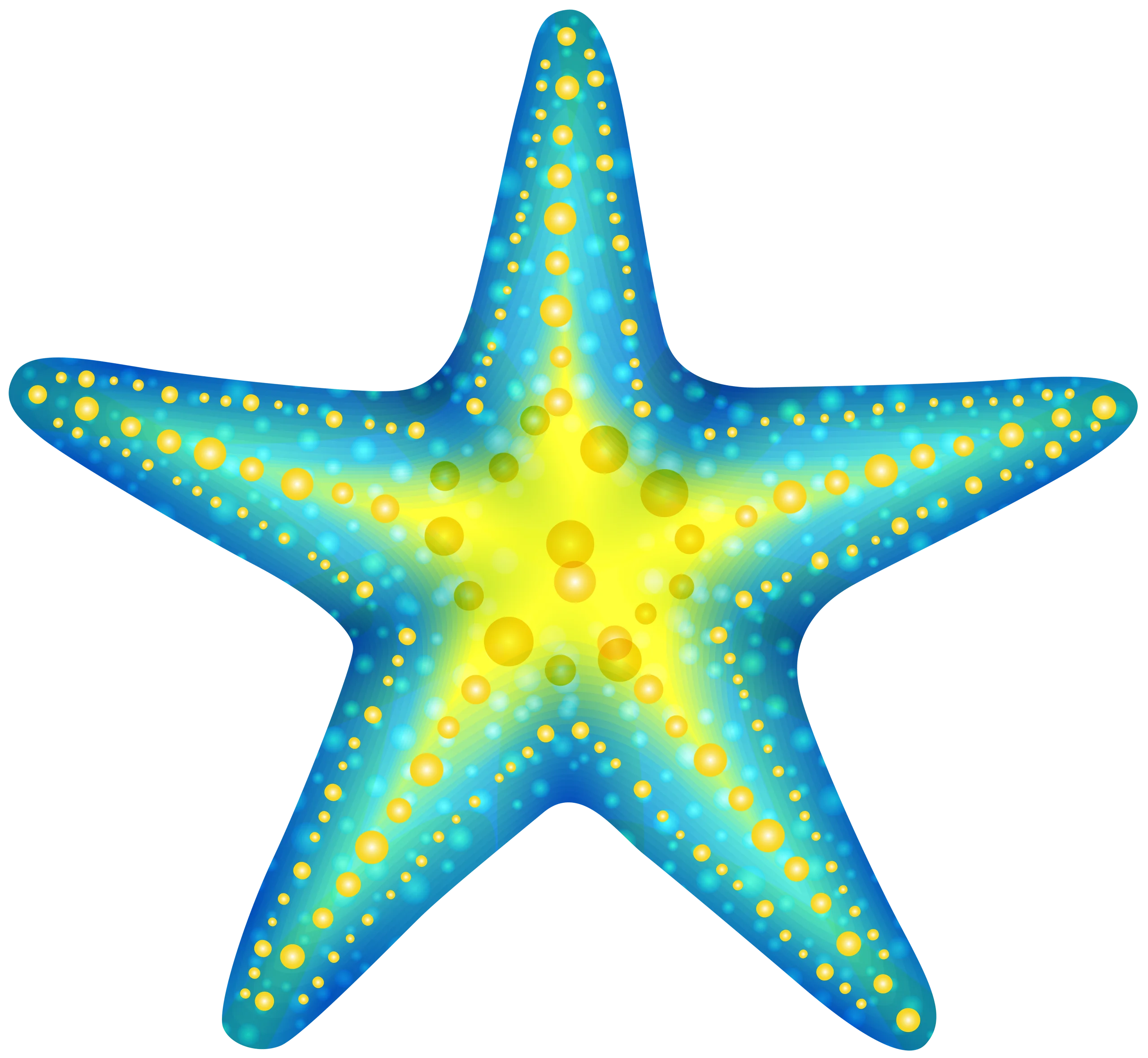 Radiant Blue and Yellow Starfish Clipart Illustration with Dotted Texture