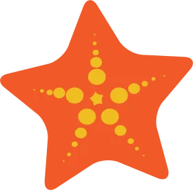 Radiant Orange Sea Star Clipart with Golden Symmetrical Dot Pattern Design