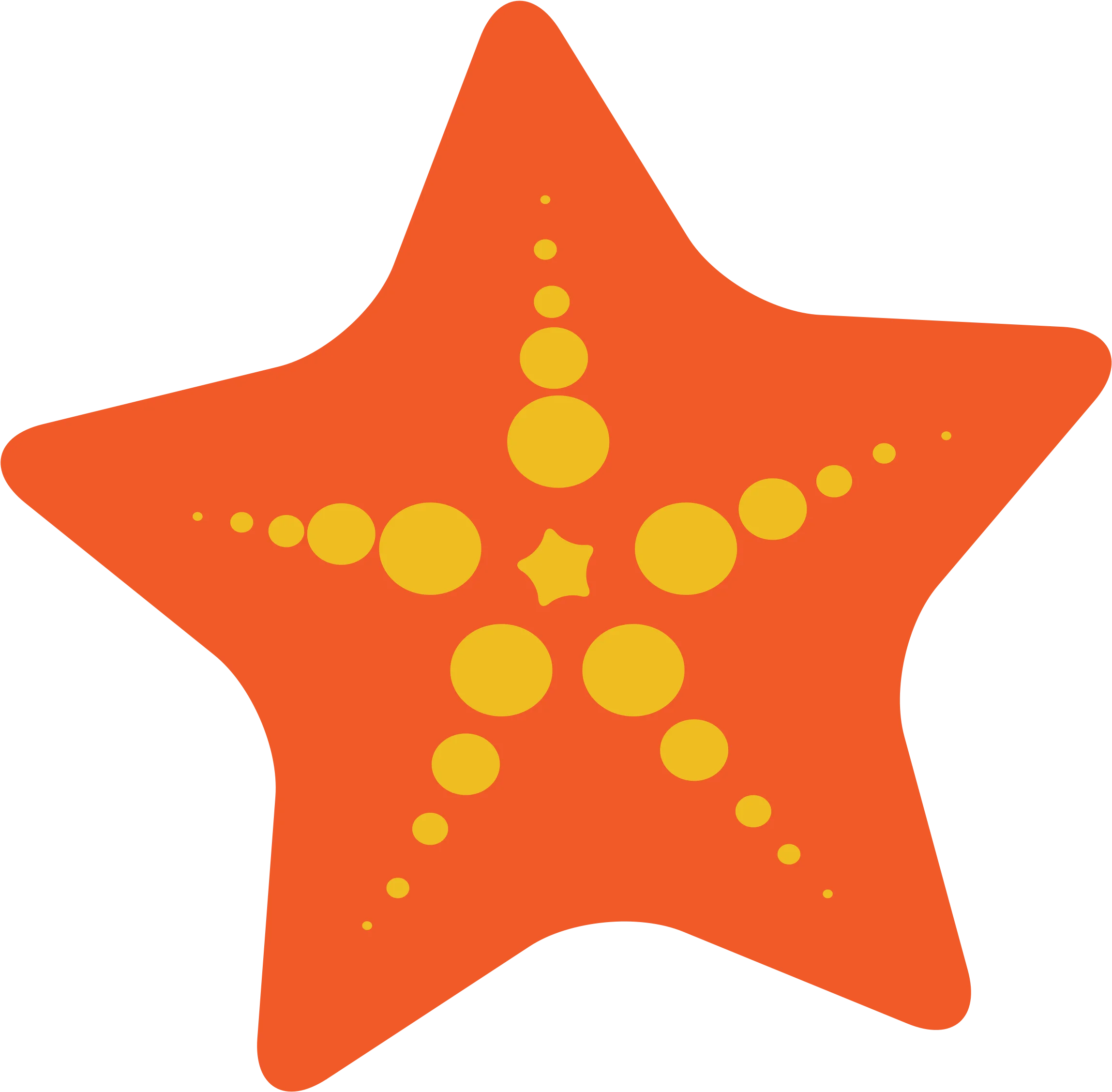 Radiant Orange Sea Star Clipart with Golden Symmetrical Dot Pattern Design