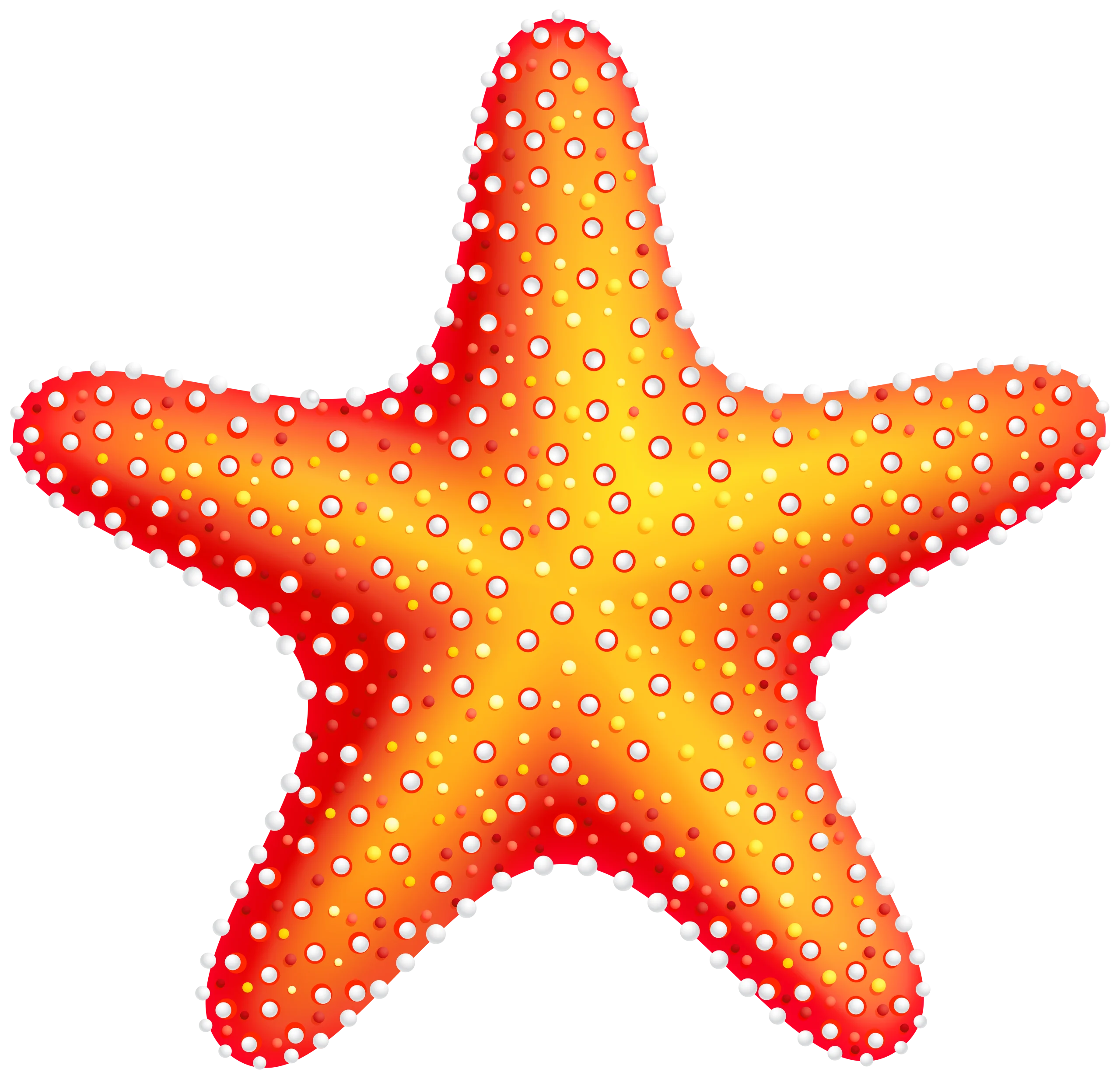 Radiant Red and Yellow Starfish Clipart Illustration with Dotted Texture