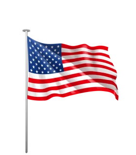 Realistic United States Flag Clipart Waving Proudly on Metallic Pole