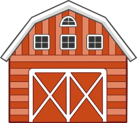 Rustic Orange Barn Clipart: Charming Agricultural Illustration with Classic Design