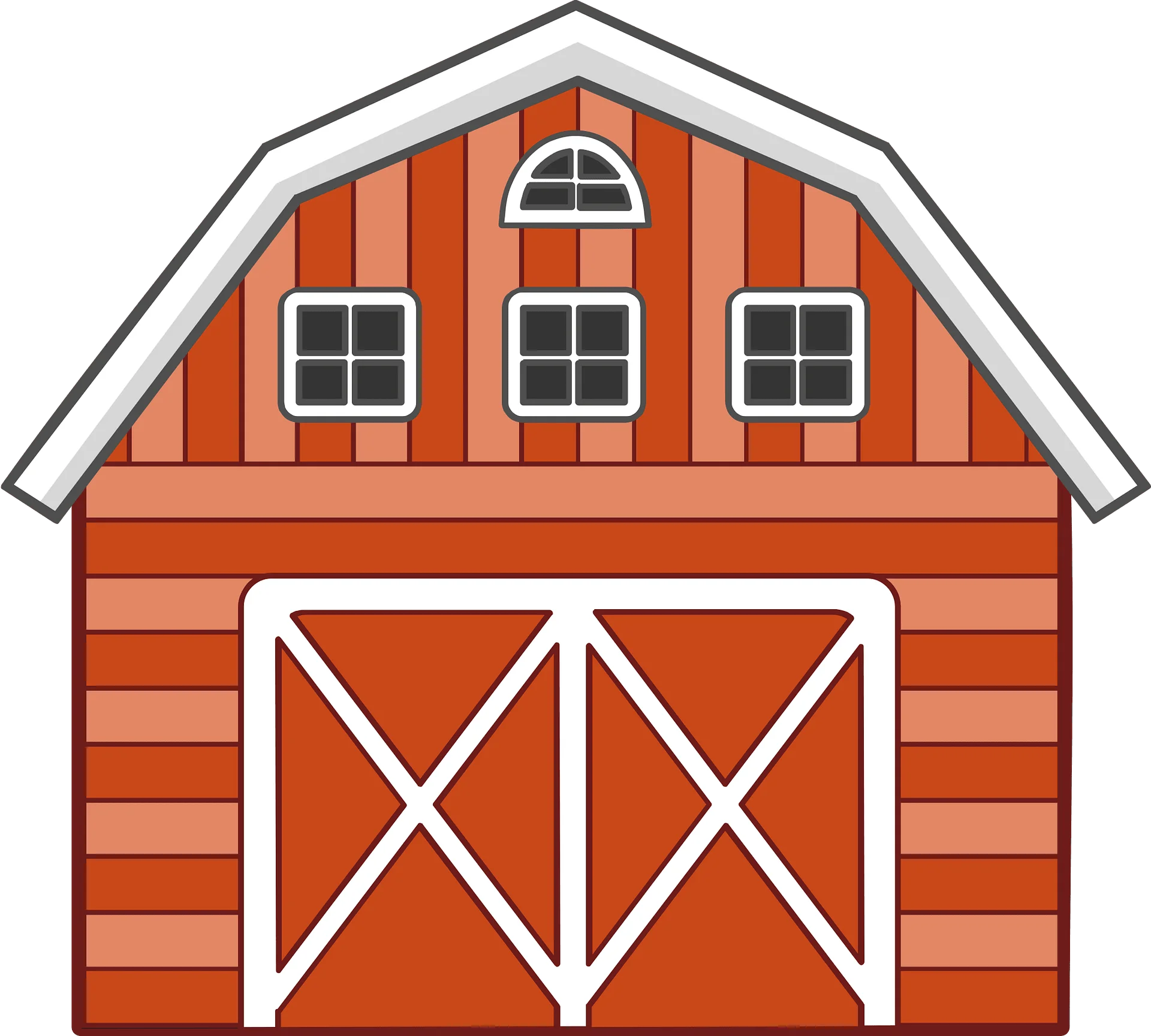 Rustic Orange Barn Clipart: Charming Agricultural Illustration with Classic Design