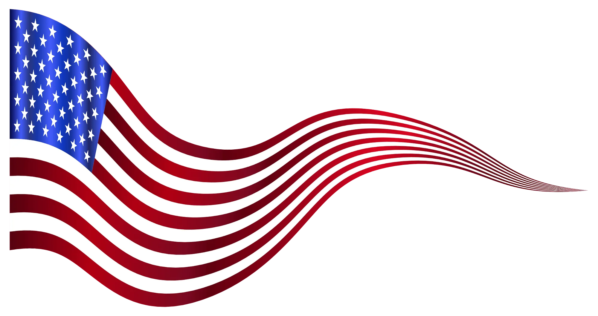Stylized United States Flag Clipart with Dynamic Wavy Design Elements