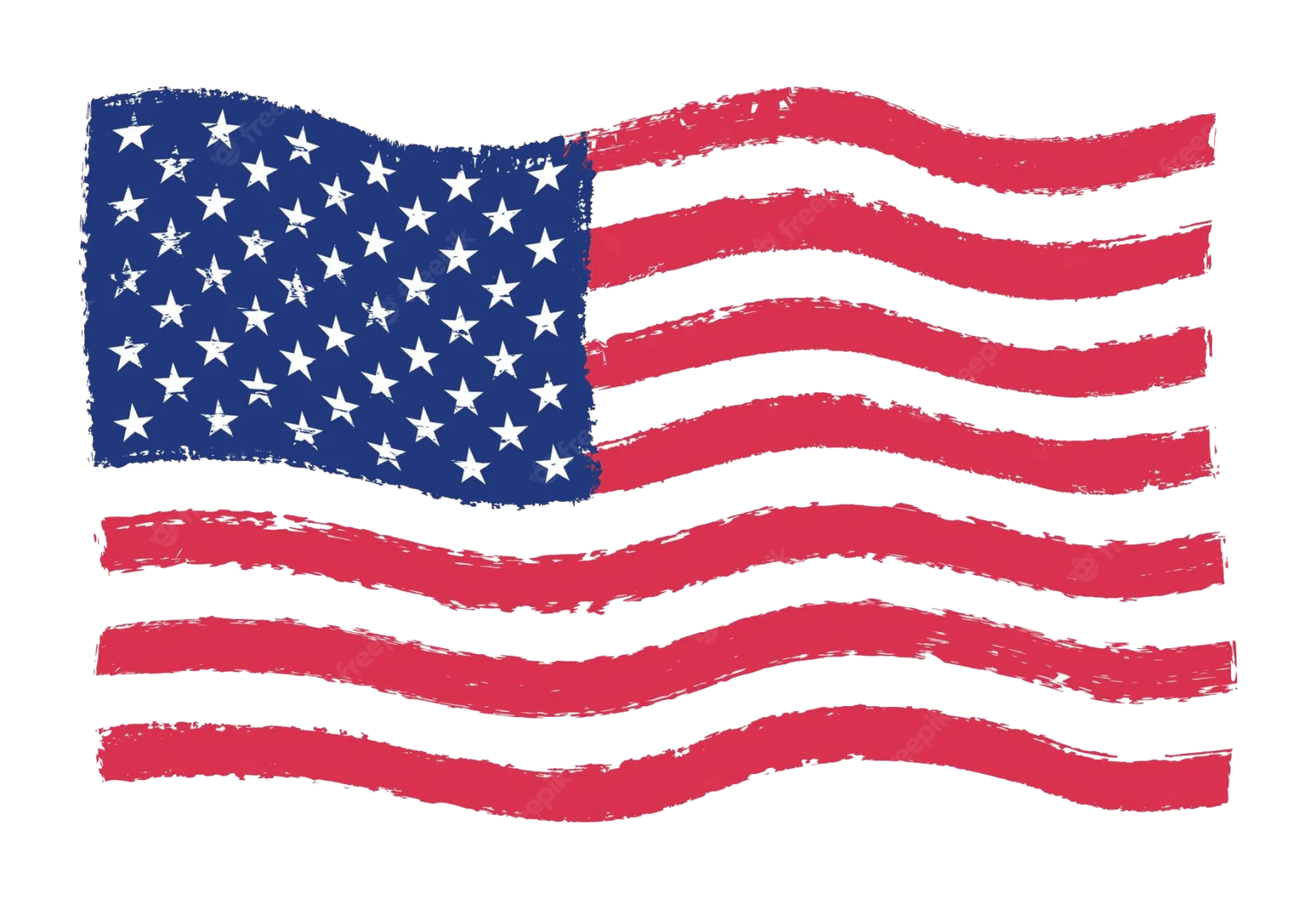Stylized Waving United States Flag Patriotic Clipart Design with Textured Elements