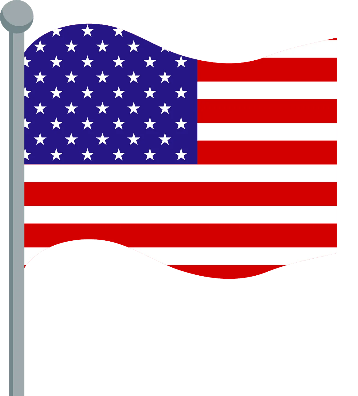 United States National Flag Waving Patriotic Clipart Design with Stars and Stripes