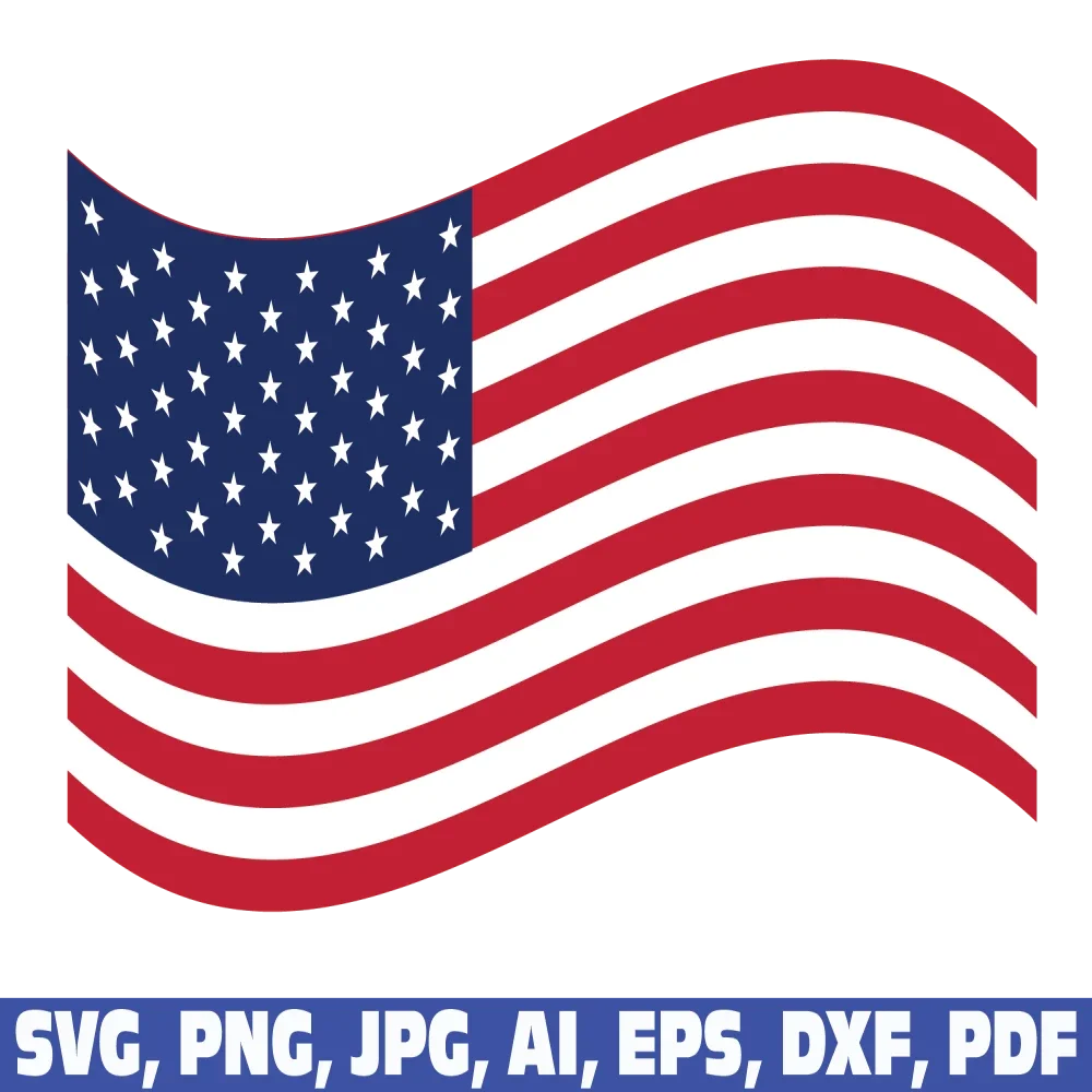 Waving United States National Flag Stylish Patriotic Clipart Vector Design
