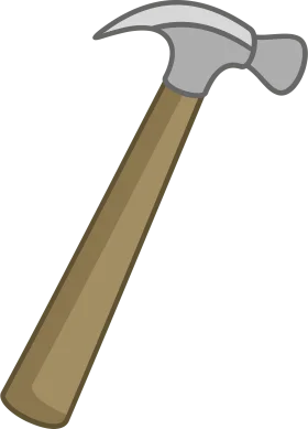 Classic Carpenter's Hammer Clipart Design with Wooden Handle and Metal Head