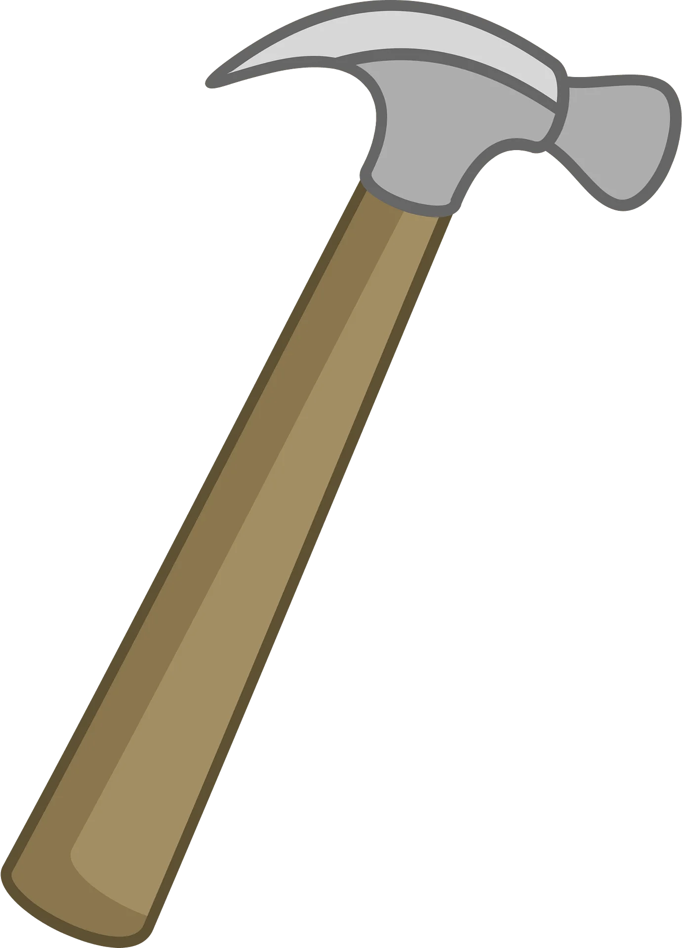 Classic Carpenter's Hammer Clipart Design with Wooden Handle and Metal Head