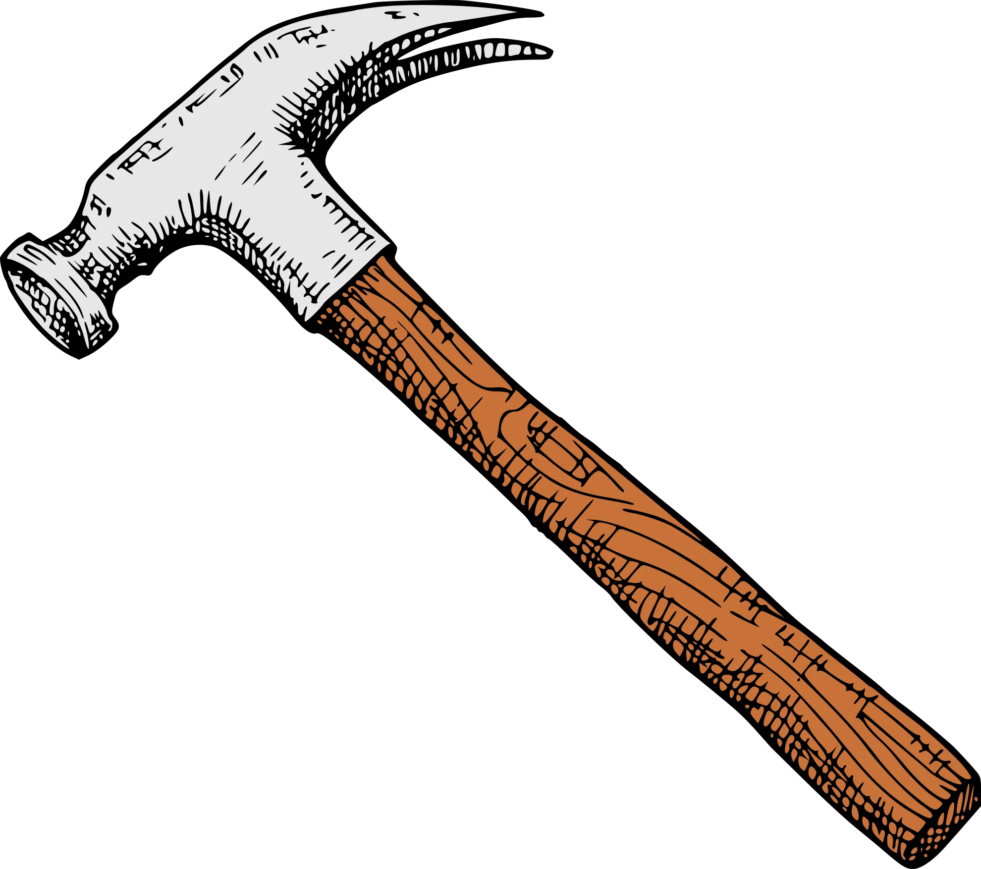 Classic Carpenter's Hammer Clipart Illustration with Wooden Handle and Metal Head
