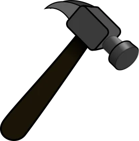 Classic Monochrome Hammer Clipart with Sturdy Design and Sharp Metallic Head