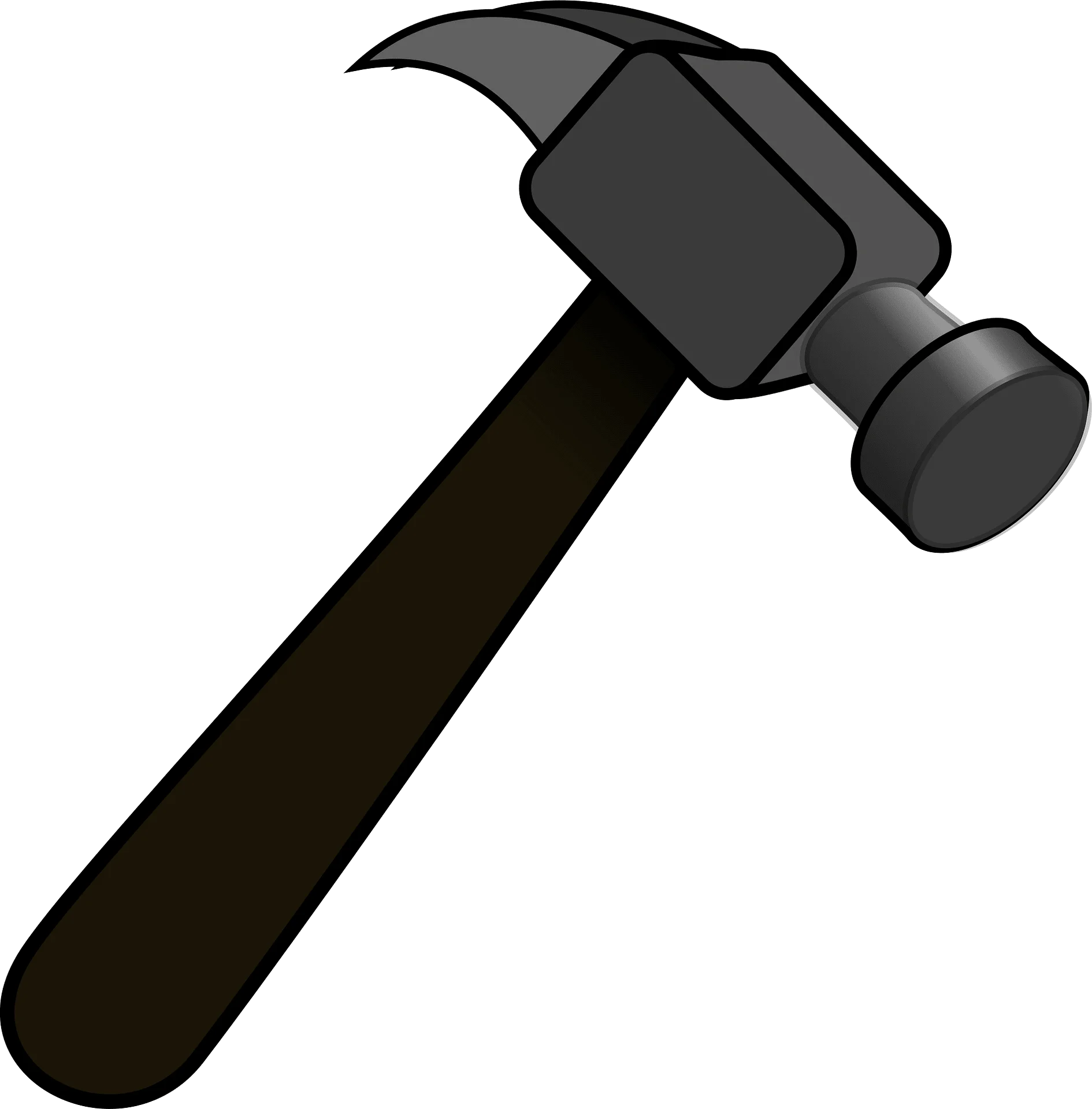 Classic Monochrome Hammer Clipart with Sturdy Design and Sharp Metallic Head