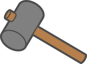 Simple Gray and Wooden Mallet Hammer Clipart Design for Crafts and Projects