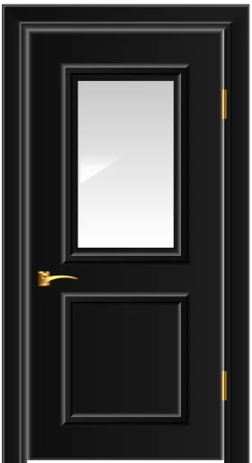 Classic Black Interior Door Clipart with Golden Handle and Elegant Panel Design