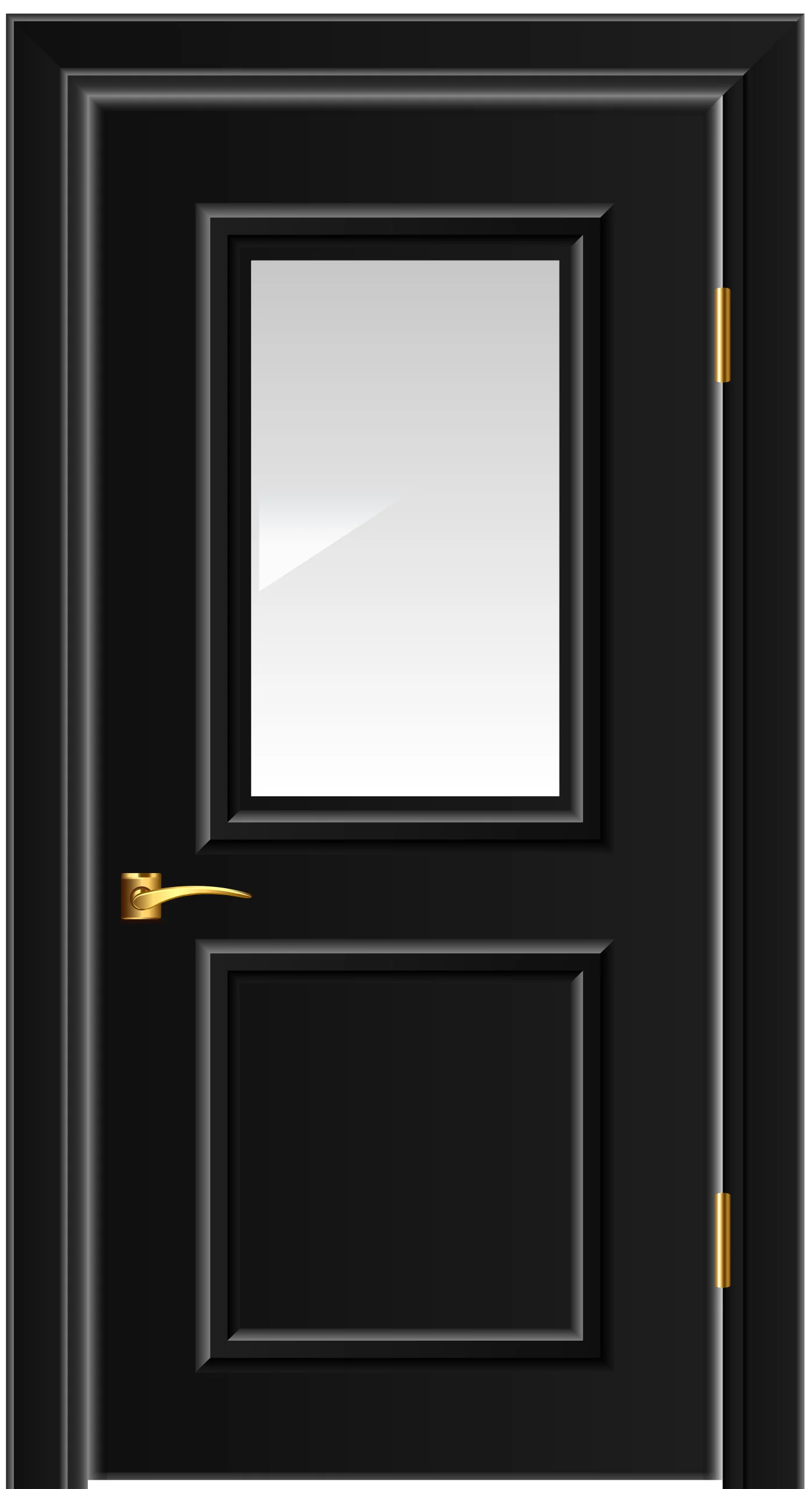 Classic Black Interior Door Clipart with Golden Handle and Elegant Panel Design
