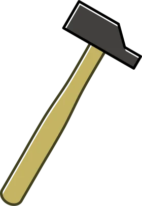 Classic Carpenter's Hammer Clipart Design with Wooden Handle and Metal Head