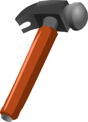 Classic Carpenter's Hammer Clipart with Bold Orange Handle and Steel Head